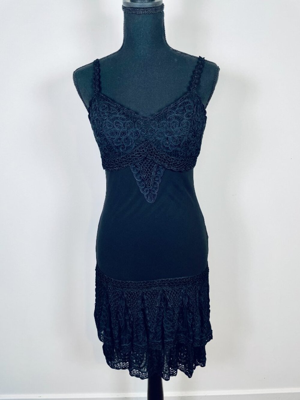 CACHE Vintage Black 100% Silk Slip dress, Size 8